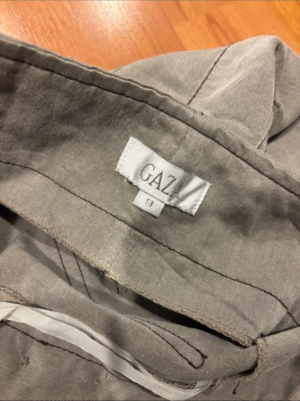 High-Waist A-Line Button-Front Skirt in Sage Green/Grey - Picture 3 of 5